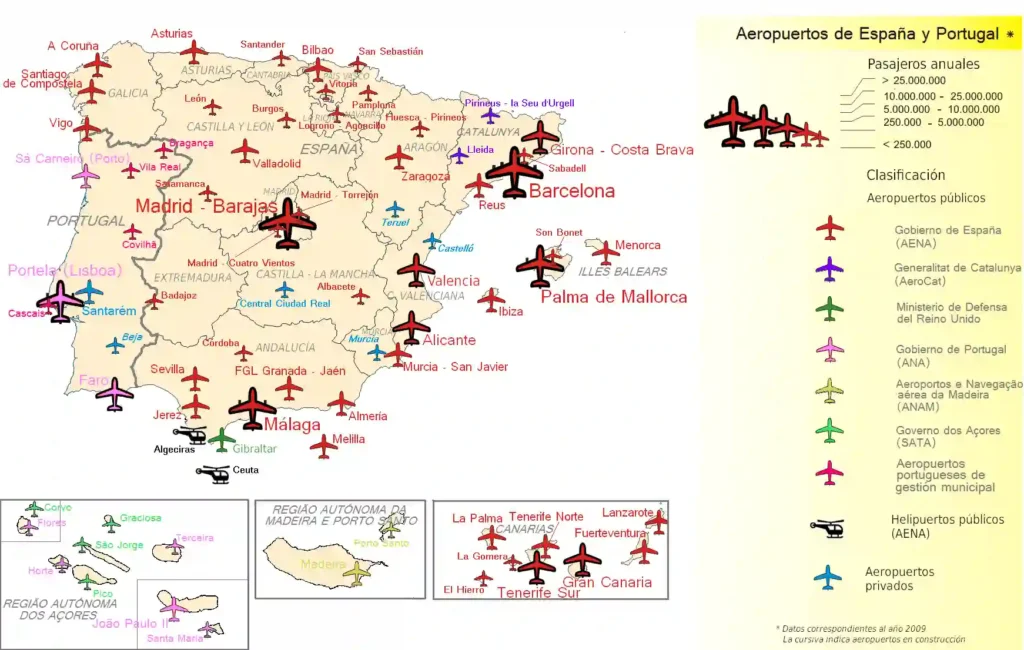 Flughäfen von Spanien und Portugal